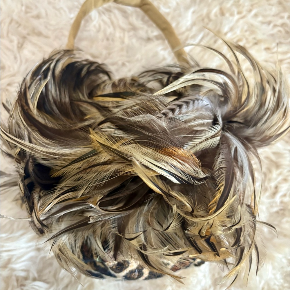 Leopard Print Feathered Handbag